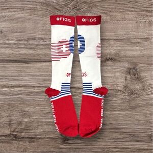 Figs Red and White Socks Size Large New